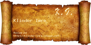 Klinder Imre névjegykártya